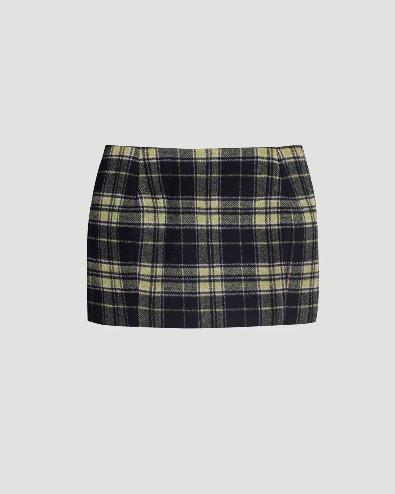 Padded Tartan Mini Skirt