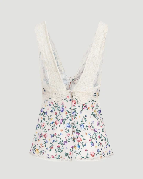 Flower Print Satin Top — снимка 4