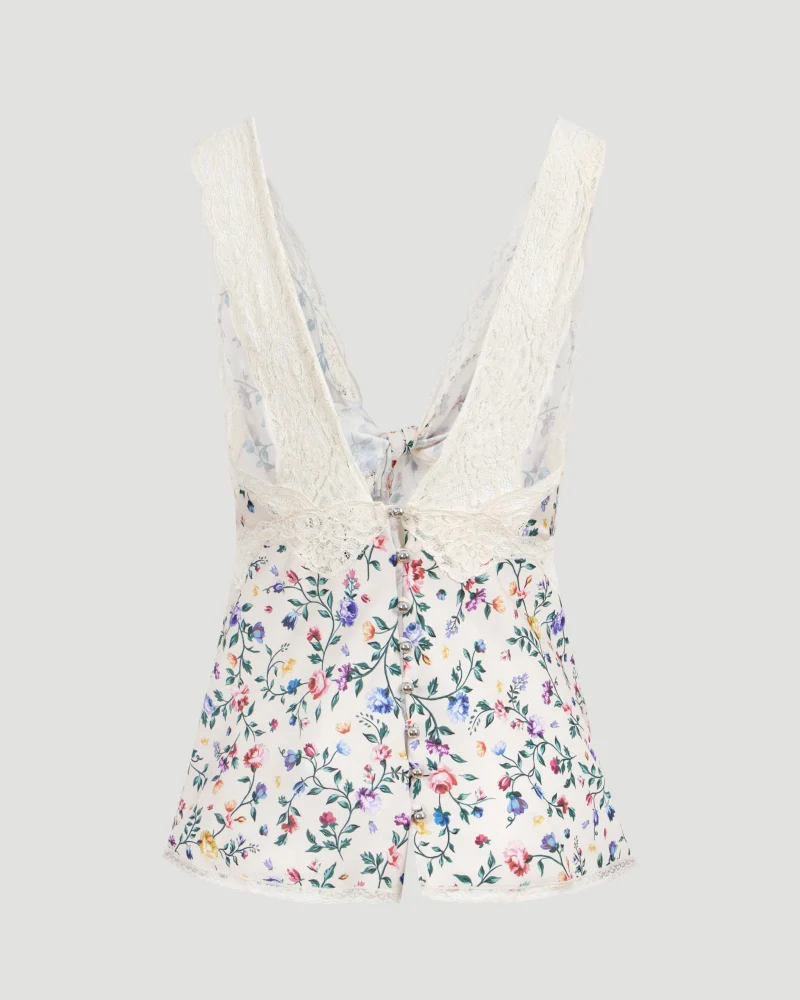 Flower Print Satin Top — снимка 4