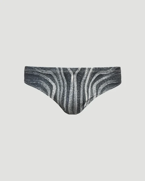 Spiral Print Swim Briefs in Black