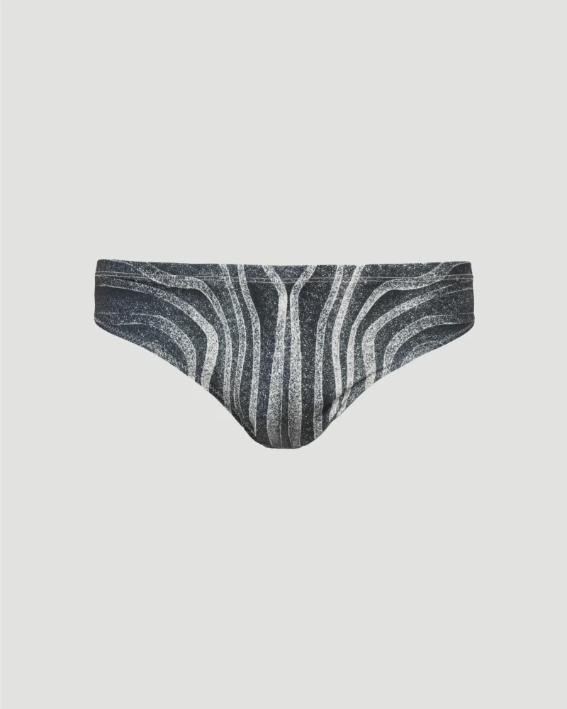Spiral Print Swim Briefs in Black