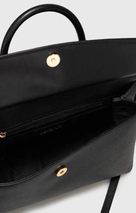 Черна чанта MD TH SATCHEL от естествена кожа — снимка 5