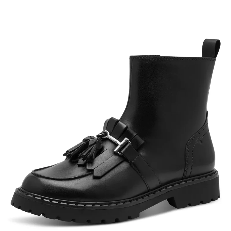 Дамски Равни Боти TAMARIS – 1-25493-47-003 BLACK LEATHER — снимка 3
