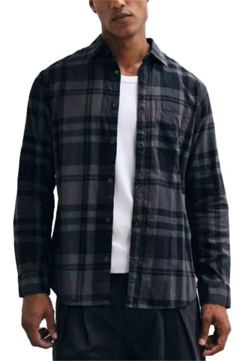 Риза Jjjames Flannel L/S 12299163 19-0201 TCX asphalt
