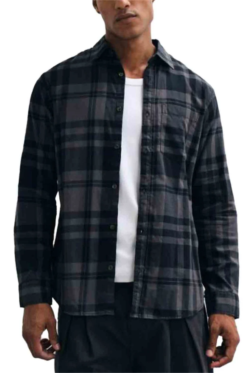 Риза Jjjames Flannel L/S 12299163 19-0201 TCX asphalt