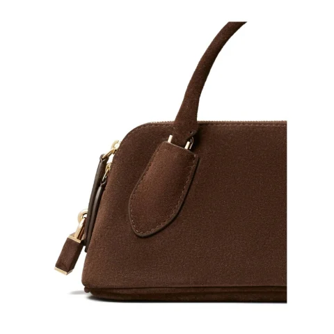 Дамска кафява чанта LOCK SUEDE TORY BURCH — снимка 8