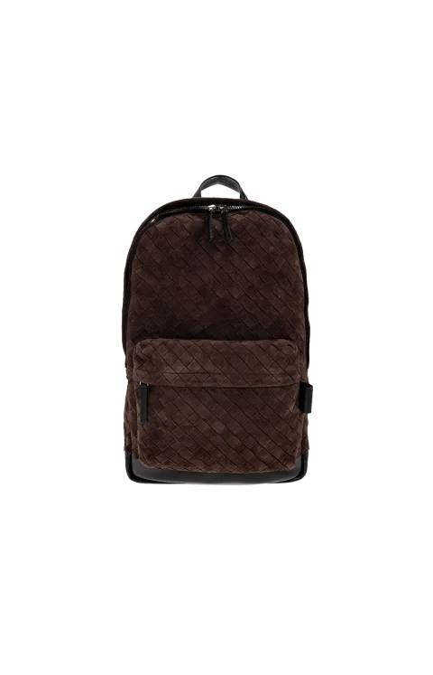 Medium Intrecciato Backpack in Brown Suede