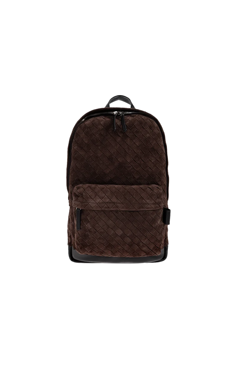 Medium Intrecciato Backpack in Brown Suede