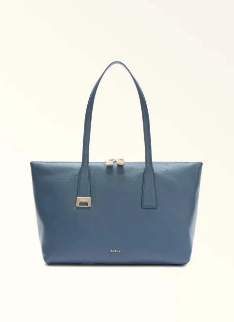 Кожена 'Tote' чанта Furla Olivia Grigio Blu M