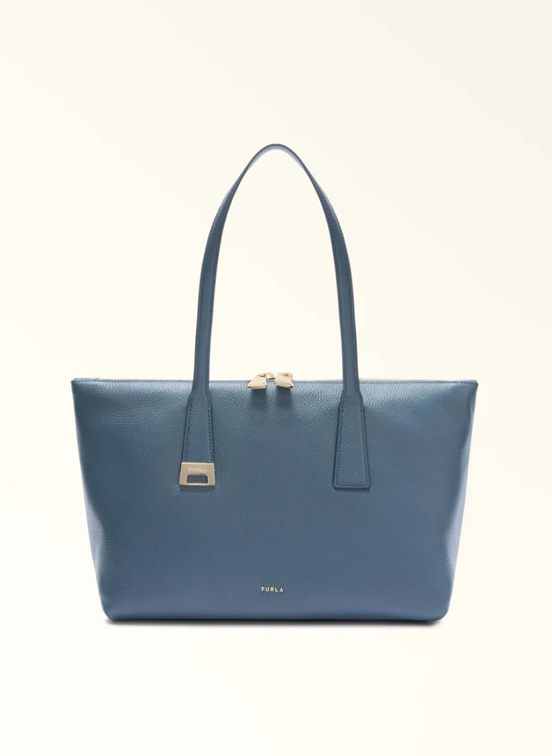 Кожена 'Tote' чанта Furla Olivia Grigio Blu M