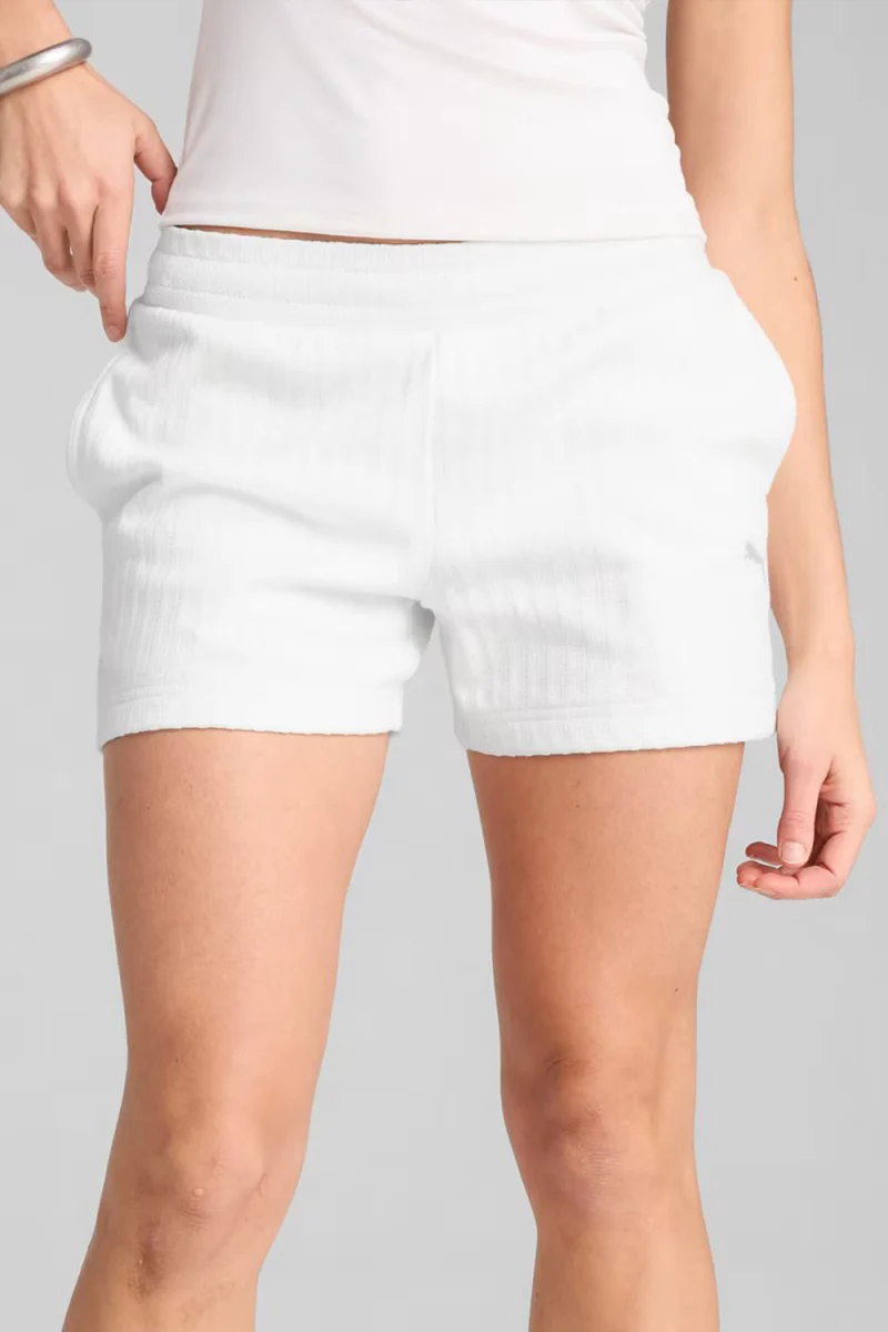 Къс панталон Wardrobe Ess Shorts 3' Pointelle 629764 02 puma white — снимка 2
