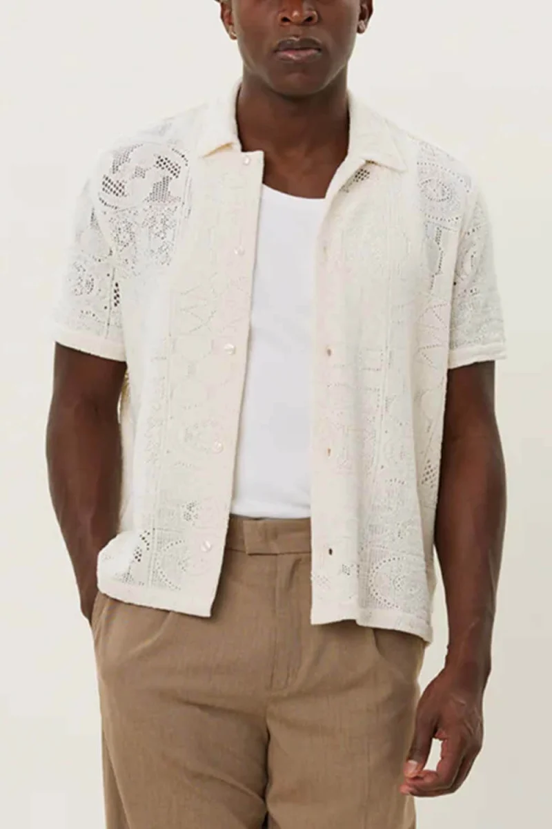 Риза Hector Lace Ss LDM401098 215215-ivory — снимка 2