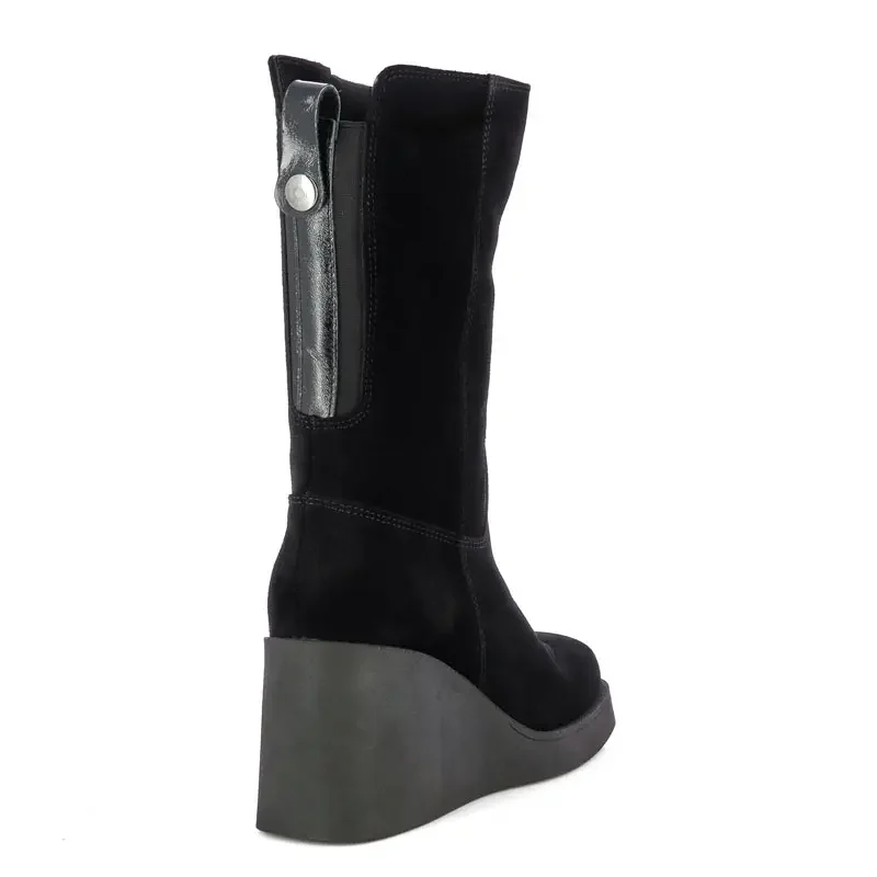Дамски Боти На Платформа CARLO FABIANI – 057-2501 BLACK NUBUCK — снимка 2