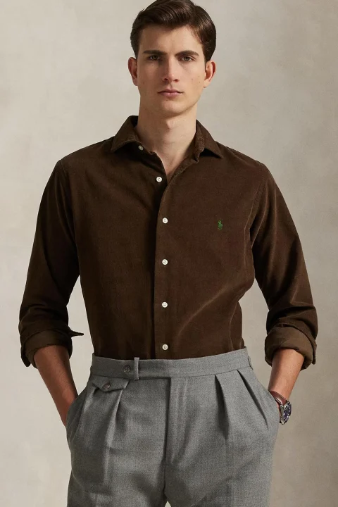 Риза Cuestbbppcs-Long Sleeve 710P00518003 200 brown — снимка 2