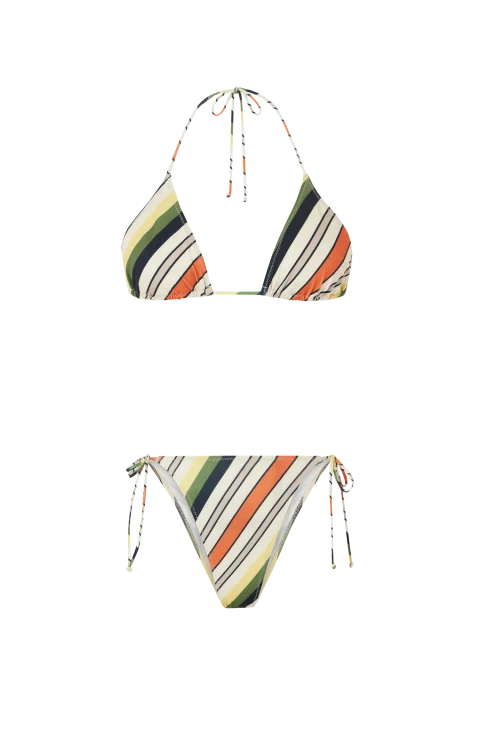Lace-Up Bikini Set In Multicolor