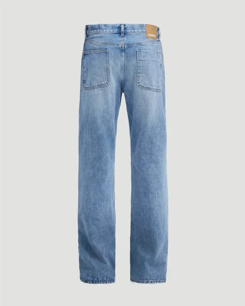 Relaxed Fit Straight Leg Jeans in Blue — снимка 2