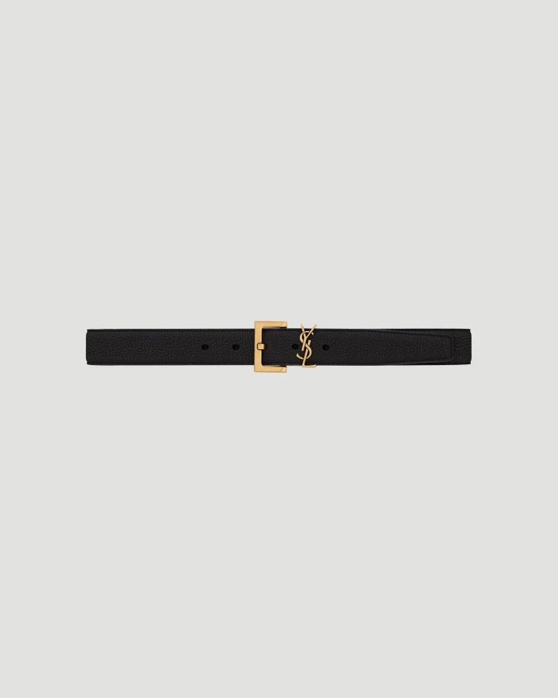 Cassandre Belt with Square Buckle in Grained Leather
