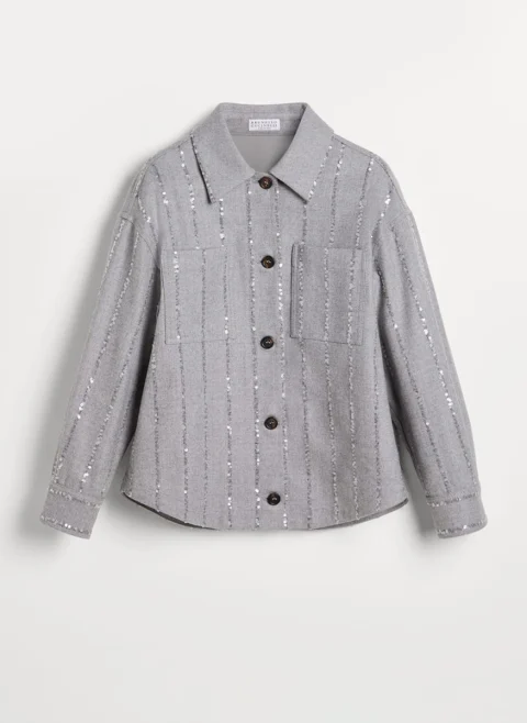 Раирана риза от фина вълна с пайети Brunello Cucinelli Kids 8-10