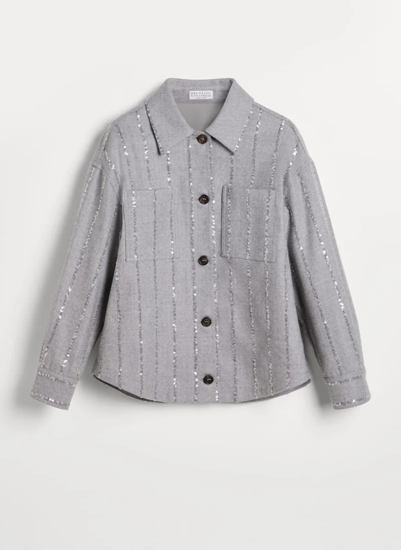 Раирана риза от фина вълна с пайети Brunello Cucinelli Kids 8-10