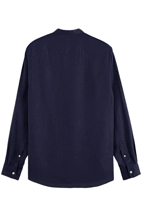 Риза Linen Ls Stand Up Collar 179189 SC401 night — снимка 2