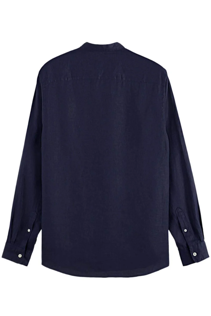 Риза Linen Ls Stand Up Collar 179189 SC401 night — снимка 2