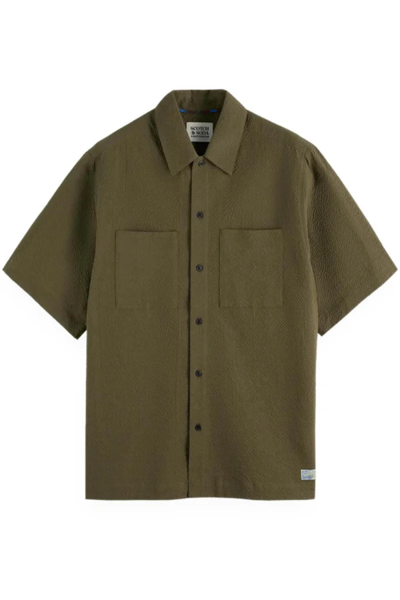 Риза Relaxed Fit Sleeve Seersucker 179883 SC250 classic green
