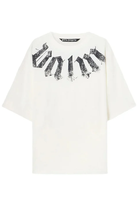T-Shirt Big Neck Logo Loose PAMAA003JR001-0310 off white-black