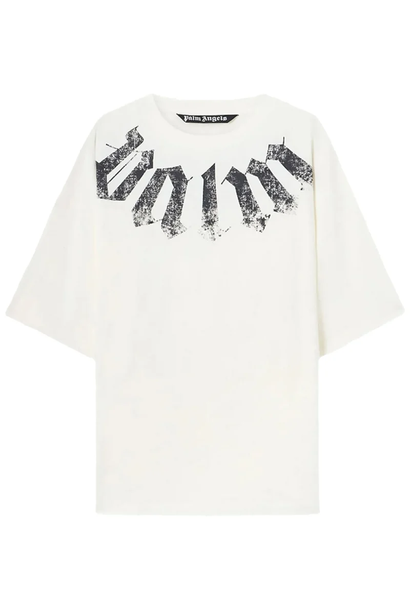T-Shirt Big Neck Logo Loose PAMAA003JR001-0310 off white-black
