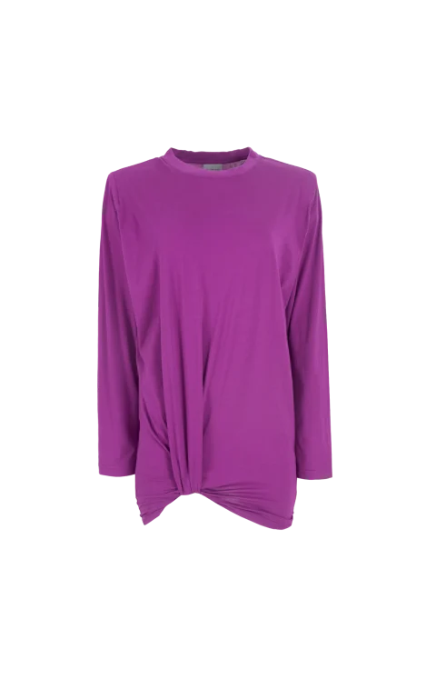 Asymmetric Long-Sleeve T-Shirt in Violet