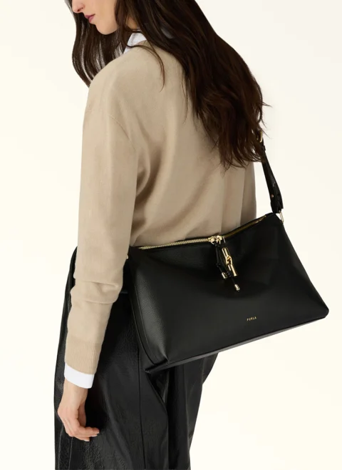Кожена чанта Furla Debby Nero — снимка 3