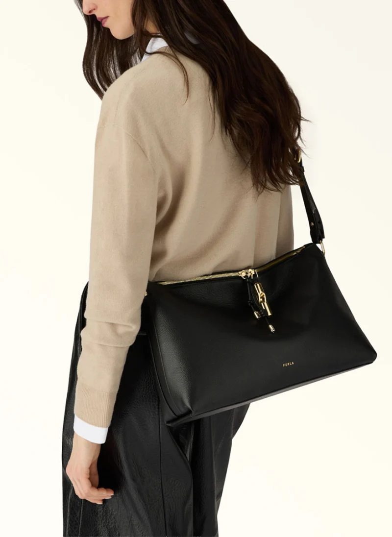 Кожена чанта Furla Debby Nero — снимка 3