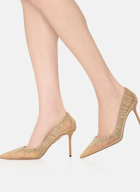 Обувки на ток с декоративни кристали 'Soft Sky' Aquazzura — снимка 6