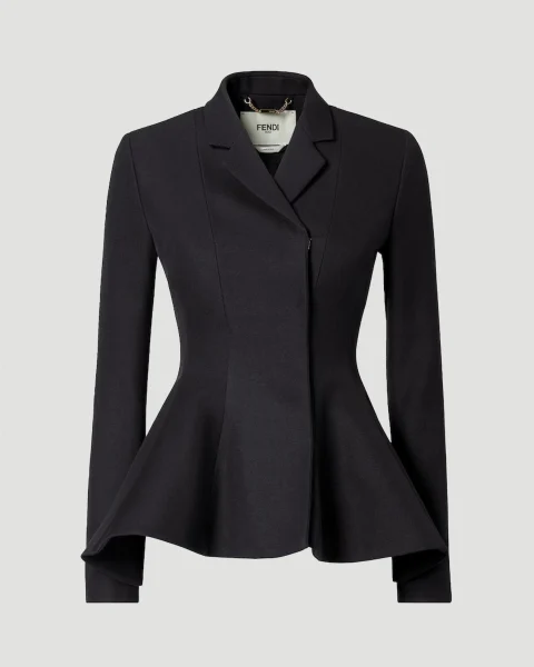 Grain de Poudre Wool Jacket in Black