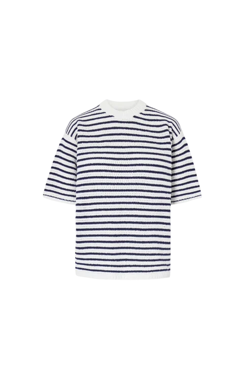 Striped Crocheted Cotton T-Shirt
