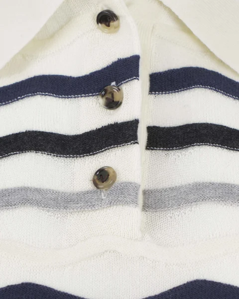 Wavy-Knit Cotton-Blend Polo — снимка 2