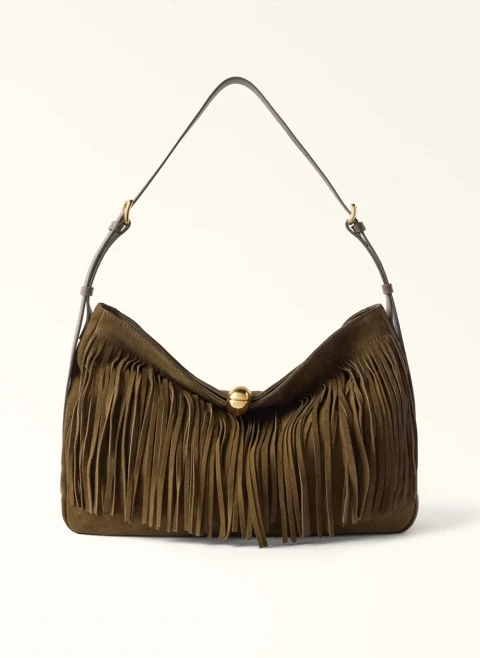 Велурена чанта Furla Sfera Toni Muddy Gray L