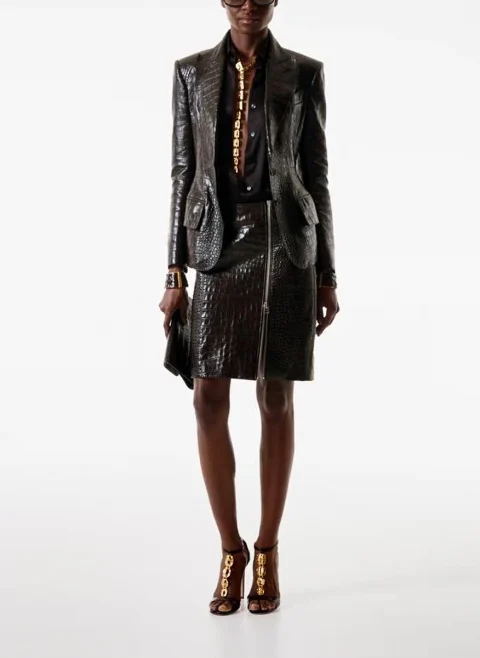 Кожена пола 'Croc-Effect' Tom Ford — снимка 3