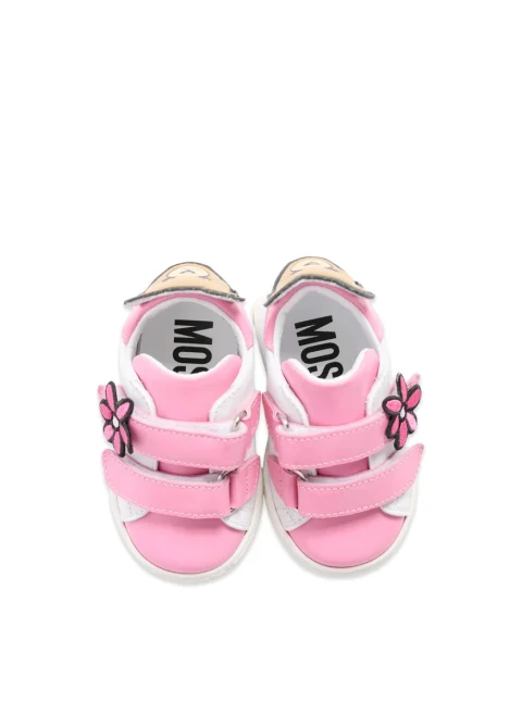 Кожени кецове с флорален мотив Moschino Kids — снимка 5
