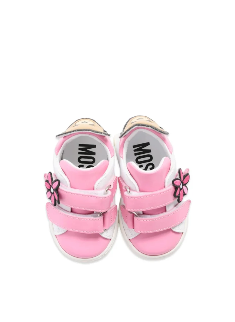 Кожени кецове с флорален мотив Moschino Kids — снимка 5
