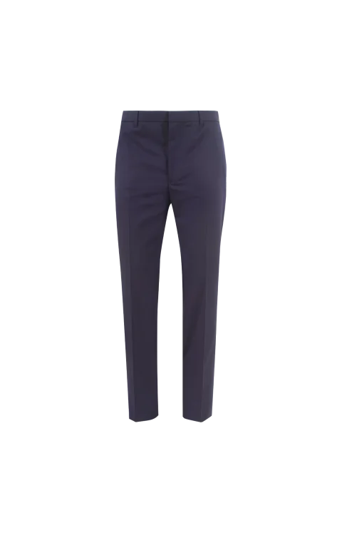 Fitted Leg Tailored Trousers in Night Blue Wool