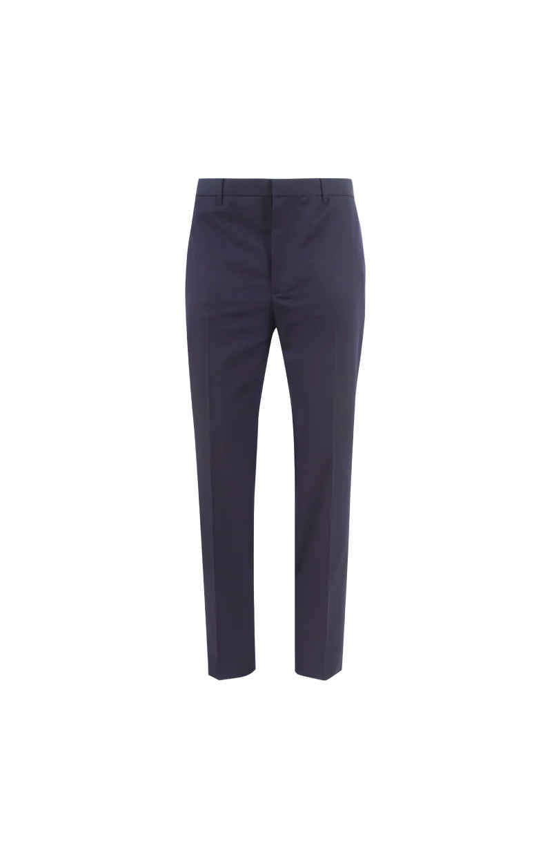 Fitted Leg Tailored Trousers in Night Blue Wool