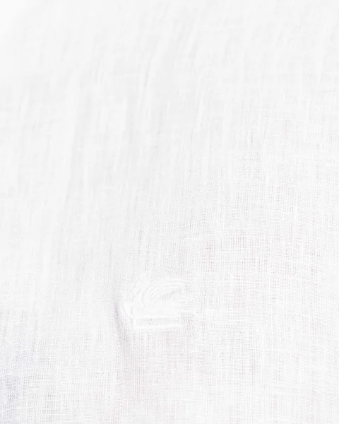 Pegaso Logo Linen Shirt in White — снимка 3