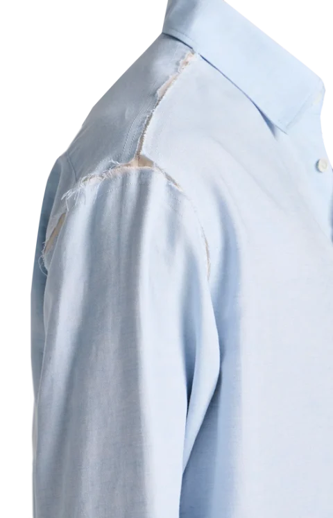 Raw Edge Shirt in Pale Blue — снимка 3