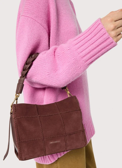 Велурена чанта Coccinelle Boheme Berry Small — снимка 4