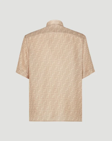 Regular Fit Beige FF Silk Shirt — снимка 2