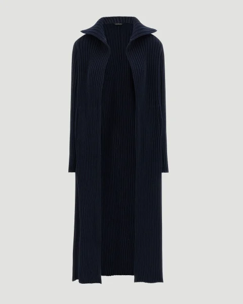 Ribbed Cardigan in Navy