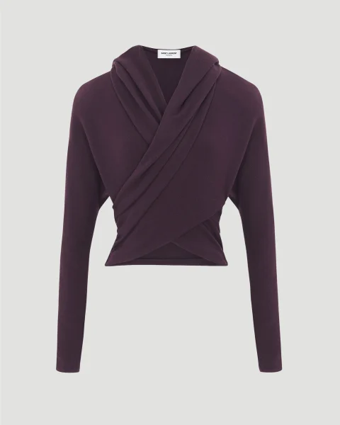 Cropped Hooded Top in Prune
