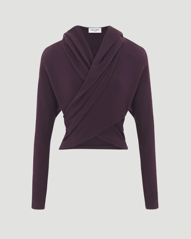 Cropped Hooded Top in Prune