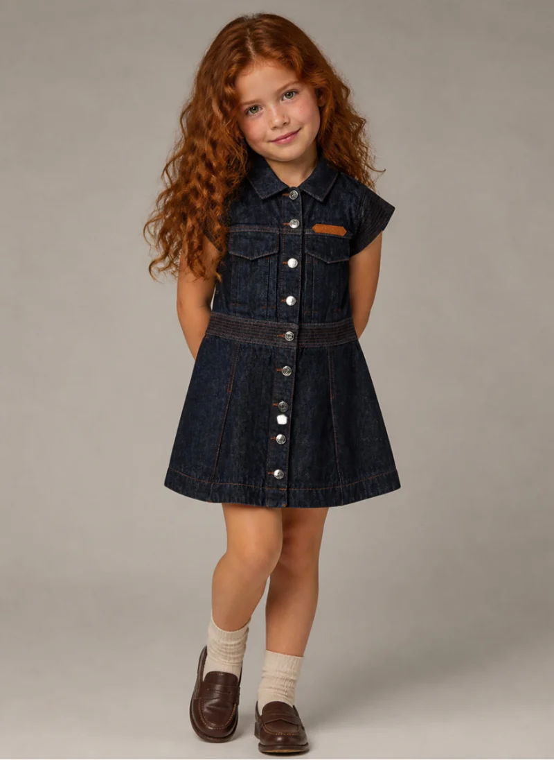 Рокля от деним с бродерия Lanvin Kids
