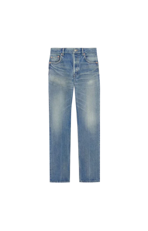 Mid-Rise Straight Jeans in Medium Blue